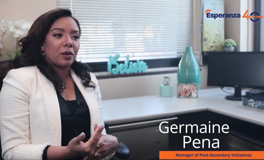 Germaine Pena, our manager of Post-Secondary Initiatives